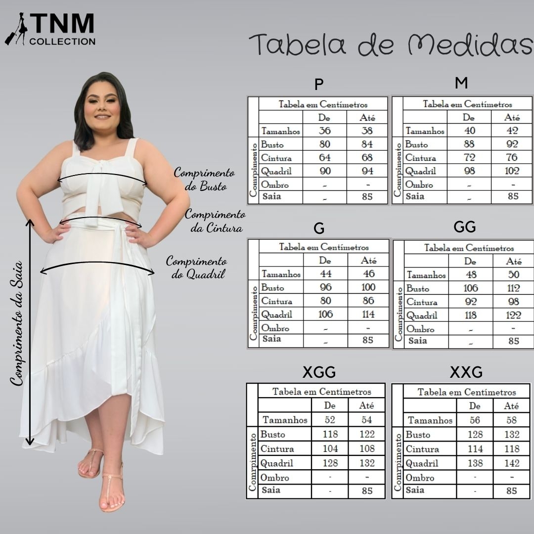 Conjunto Cropped Off White e Saia Envelope